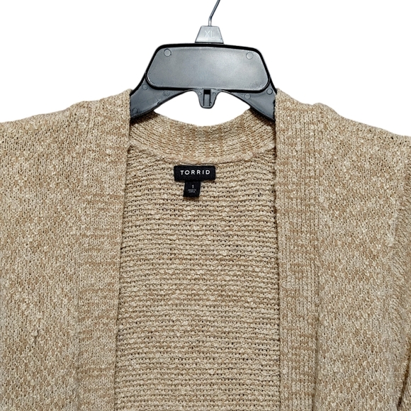 Torrid Beige Knit Open Front Cozy Cardigan Sweater Womens Plus Size 1X - Picture 3 of 9